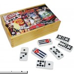 Dominoes Double Nine. Spinner tiles with engraved Cuban Flag. retro decorated wood box  B00IBLFB0Y